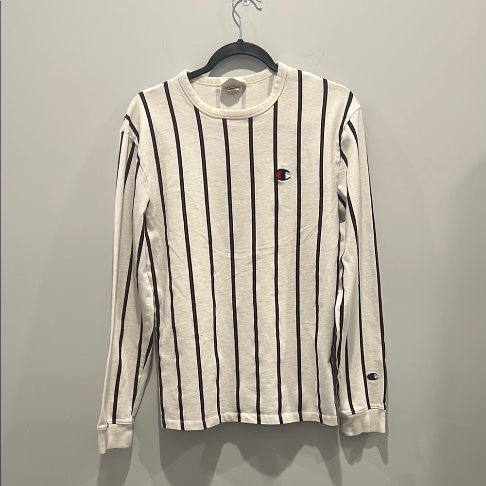 Vintage Champion Black Red and White Striped Long SleeveTee